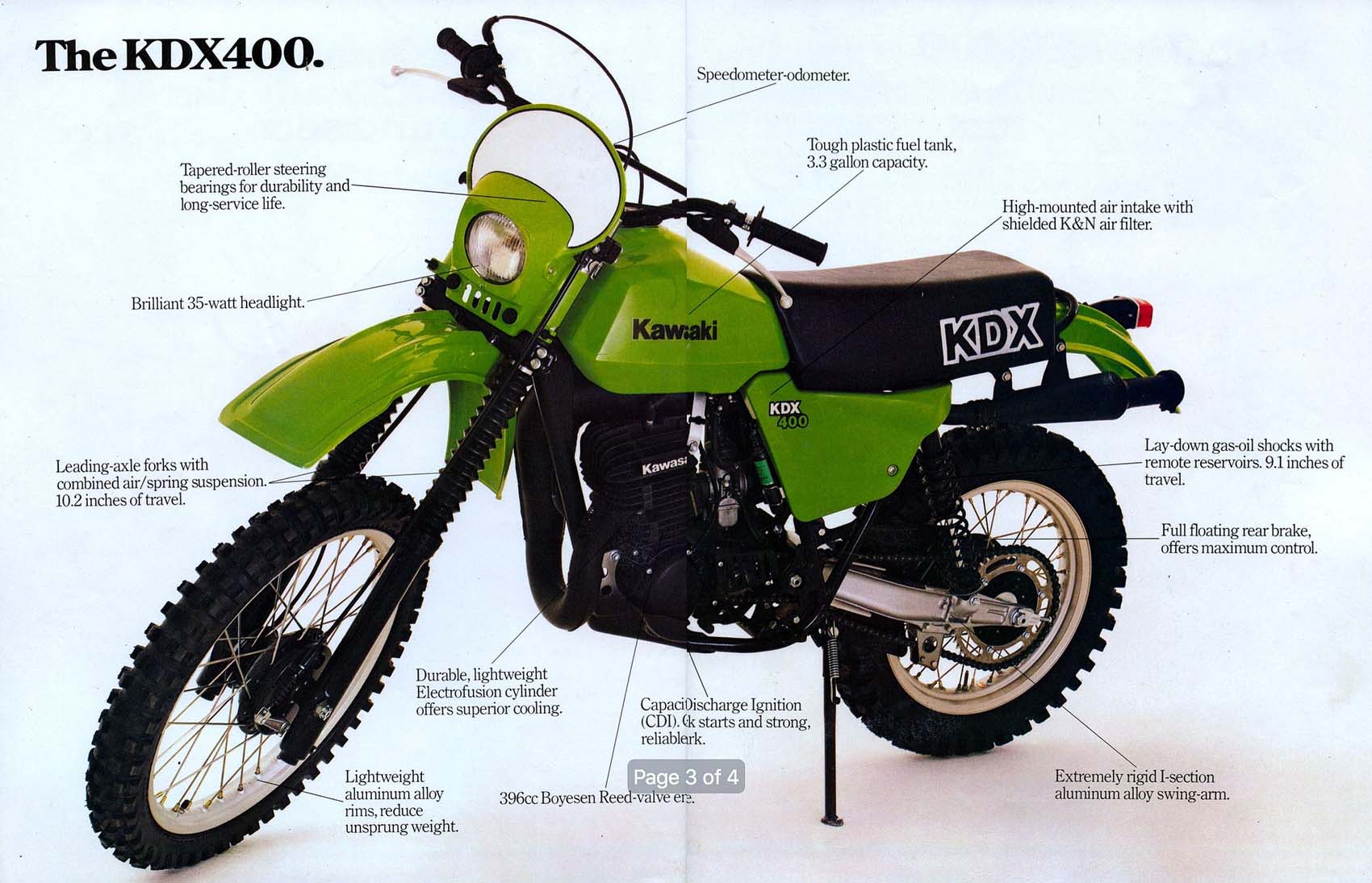 Kawasaki KDX 400 technical specifications
